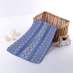 Blue And White African Pattern Print Towel