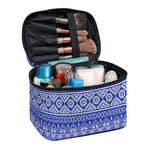 Blue And White African Pattern Print Travel Makeup Bag