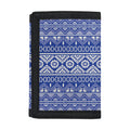 Blue And White African Pattern Print Trifold Wallet