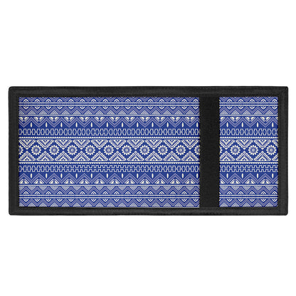 Blue And White African Pattern Print Trifold Wallet