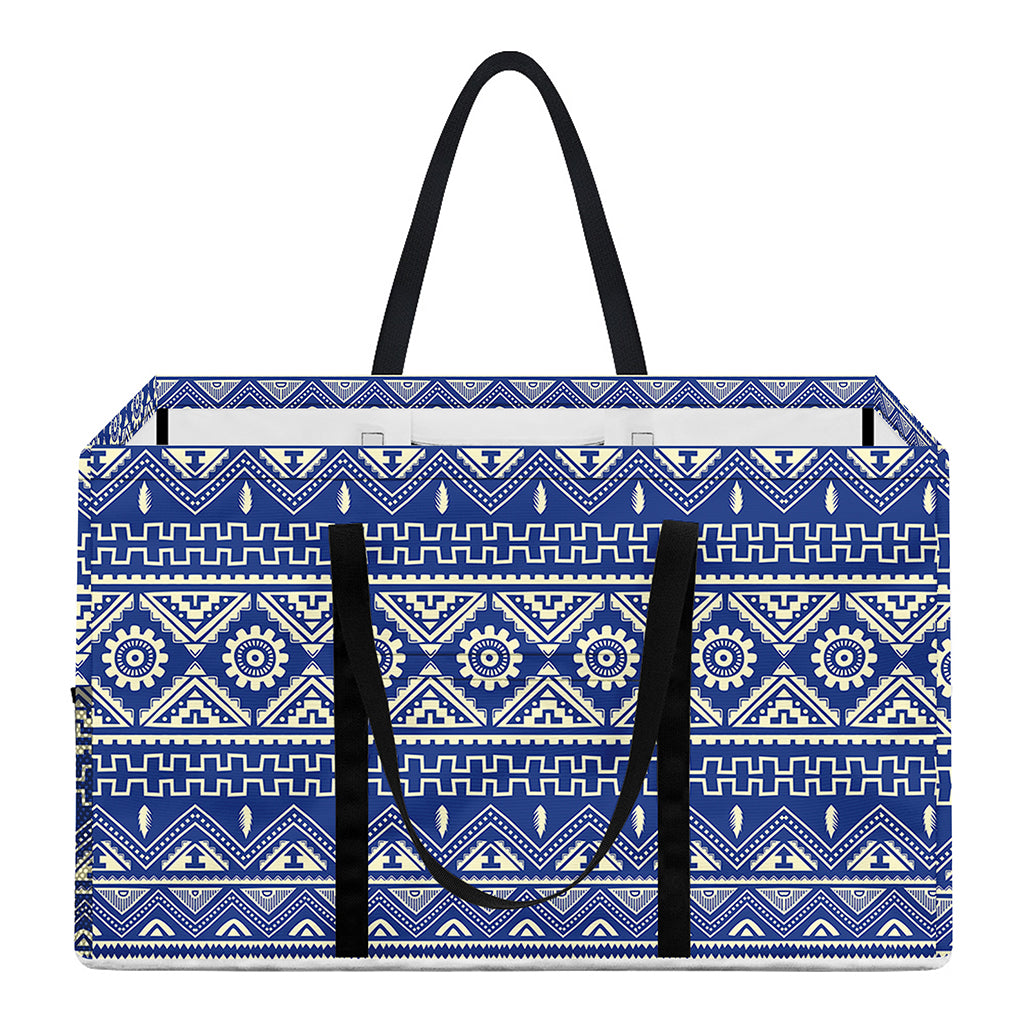 Blue And White African Pattern Print Utility Tote Bag