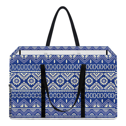 Blue And White African Pattern Print Utility Tote Bag