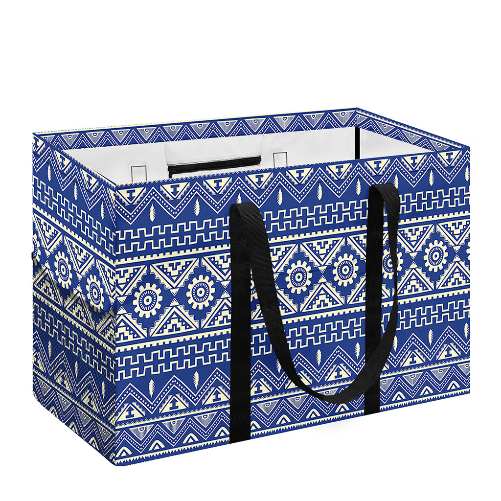Blue And White African Pattern Print Utility Tote Bag