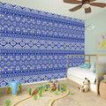 Blue And White African Pattern Print Wall Sticker