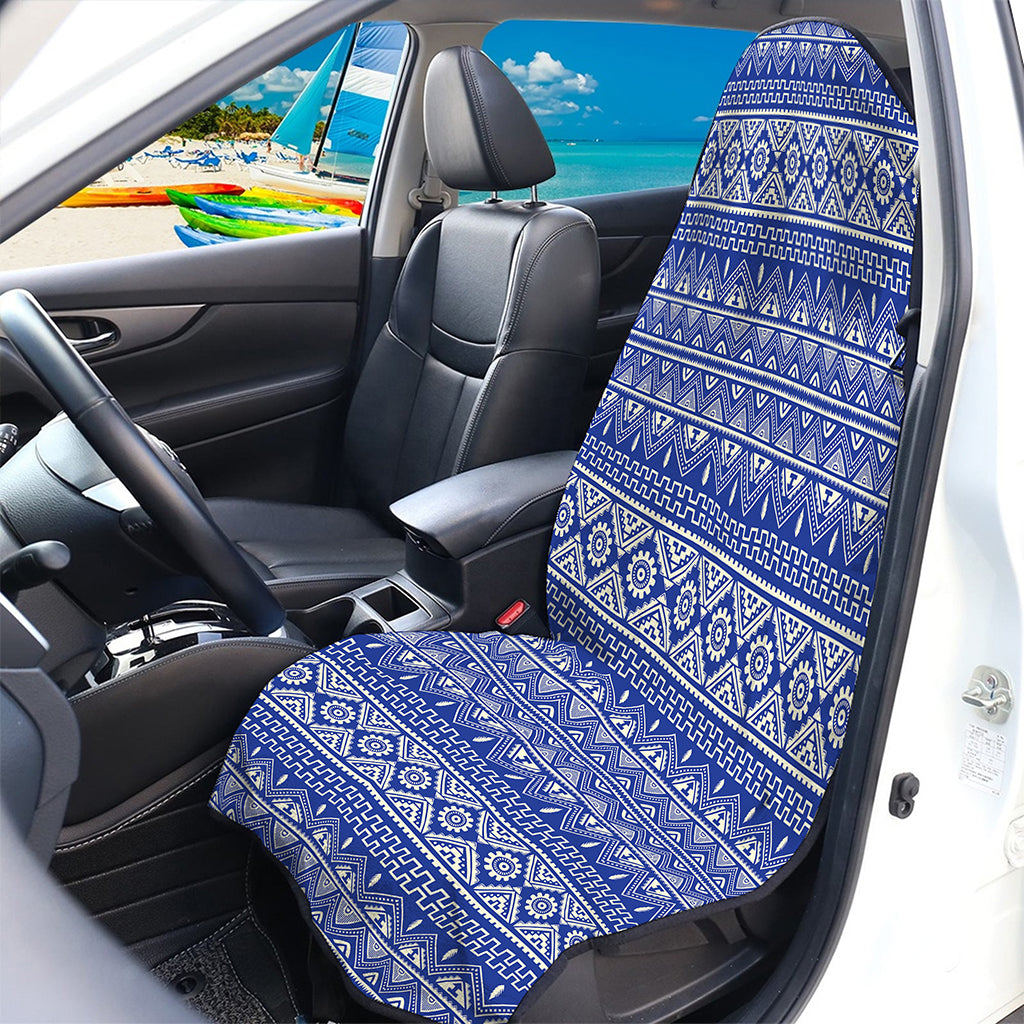 Blue And White African Pattern Print Waterproof Car Seat Cover