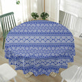 Blue And White African Pattern Print Waterproof Round Tablecloth