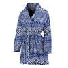 Blue And White African Pattern Print Women's Bathrobe