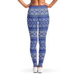 Blue And White African Pattern Print Women's Leggings