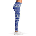 Blue And White African Pattern Print Women's Leggings