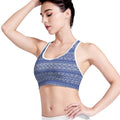 Blue And White African Pattern Print Women's Sports Bra