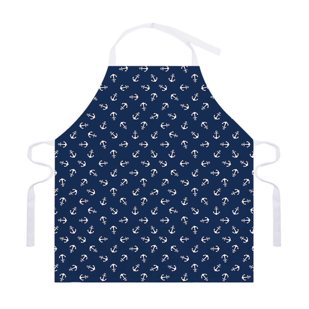 Blue And White Anchor Pattern Print Adjustable Apron