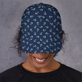 Blue And White Anchor Pattern Print Baseball Cap