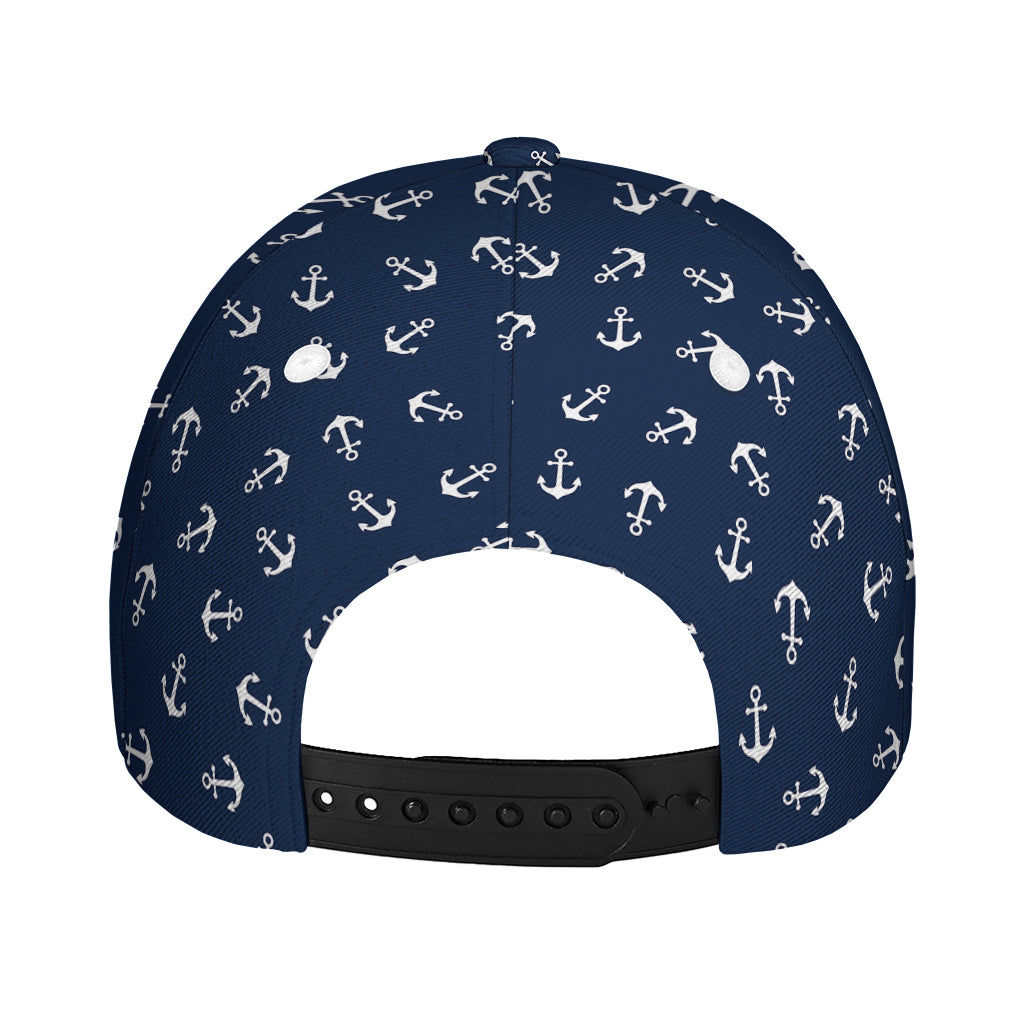 Blue And White Anchor Pattern Print Baseball Cap
