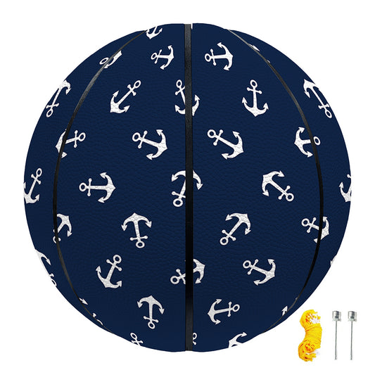 Blue And White Anchor Pattern Print Basketball