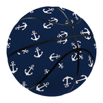 Blue And White Anchor Pattern Print Basketball