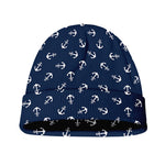 Blue And White Anchor Pattern Print Beanie