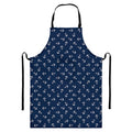 Blue And White Anchor Pattern Print Bib Apron With Pocket