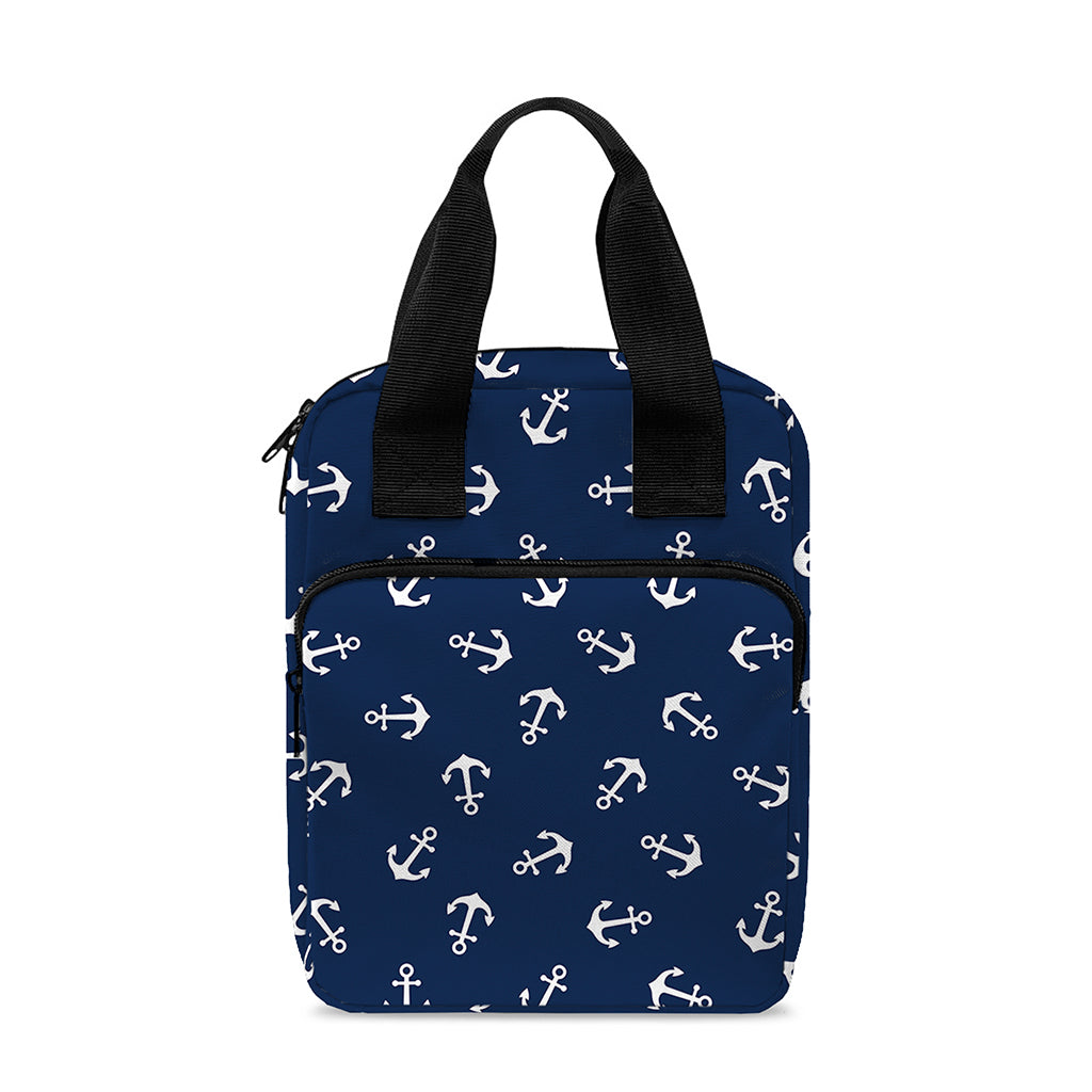Blue And White Anchor Pattern Print Bible Tote Bag