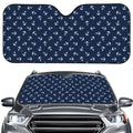 Blue And White Anchor Pattern Print Car Windshield Sun Shade
