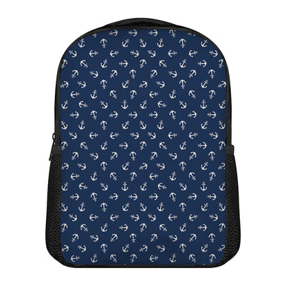 Blue And White Anchor Pattern Print Casual Backpack