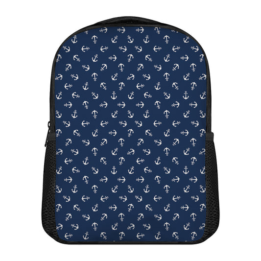 Blue And White Anchor Pattern Print Casual Backpack