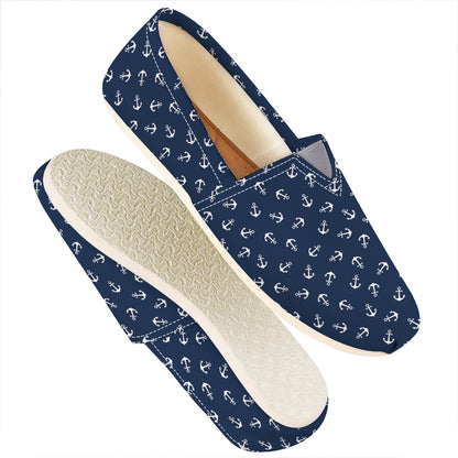 Blue And White Anchor Pattern Print Casual Shoes