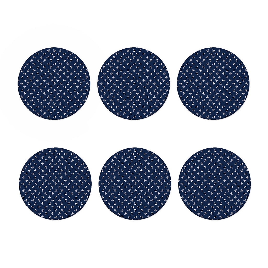 Blue And White Anchor Pattern Print Coaster Set