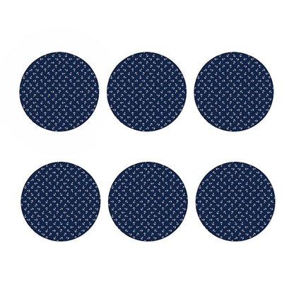 Blue And White Anchor Pattern Print Coaster Set