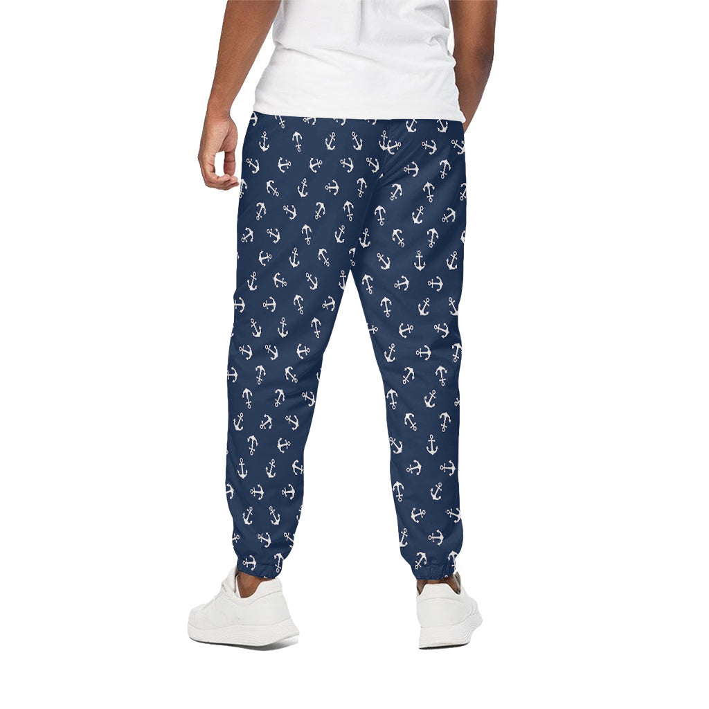 Blue And White Anchor Pattern Print Cotton Pants