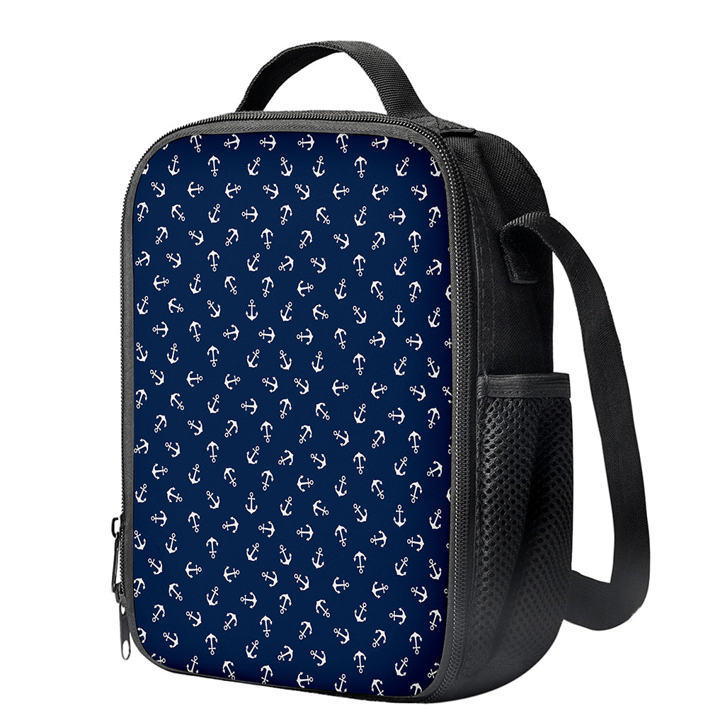 Blue And White Anchor Pattern Print Crossbody Lunch Bag