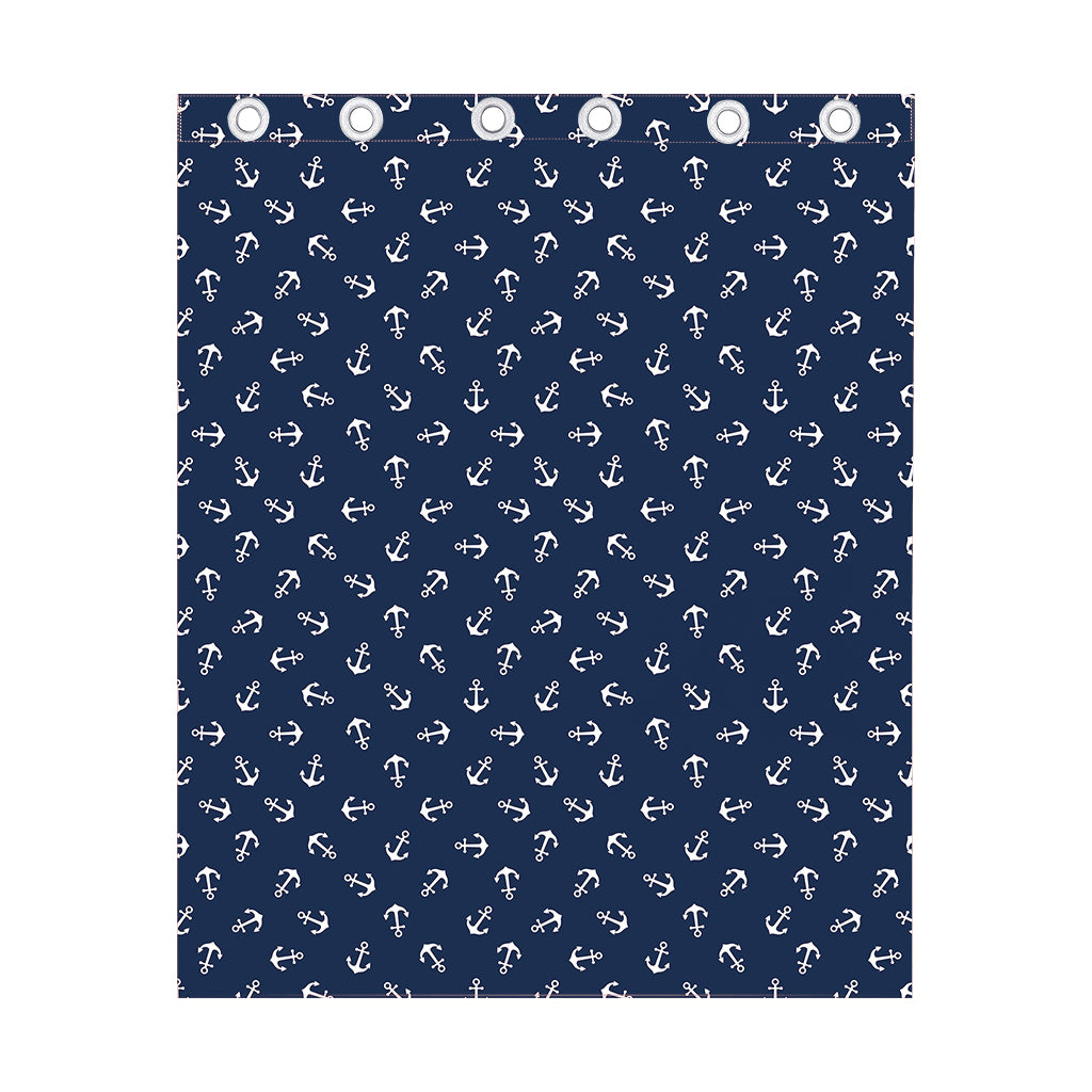 Blue And White Anchor Pattern Print Curtain