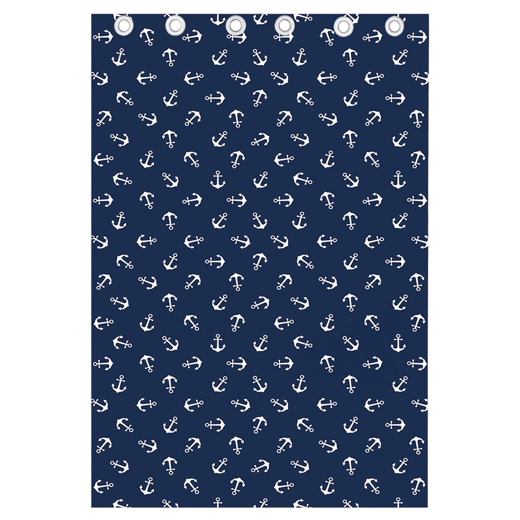 Blue And White Anchor Pattern Print Curtain