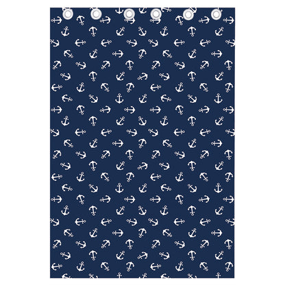 Blue And White Anchor Pattern Print Curtain