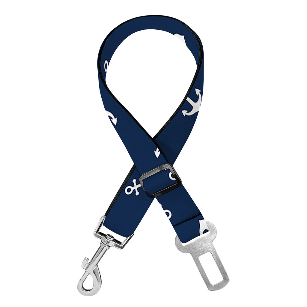 Blue And White Anchor Pattern Print Dog Seat Belt