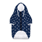 Blue And White Anchor Pattern Print Dog Zip Up Hoodie