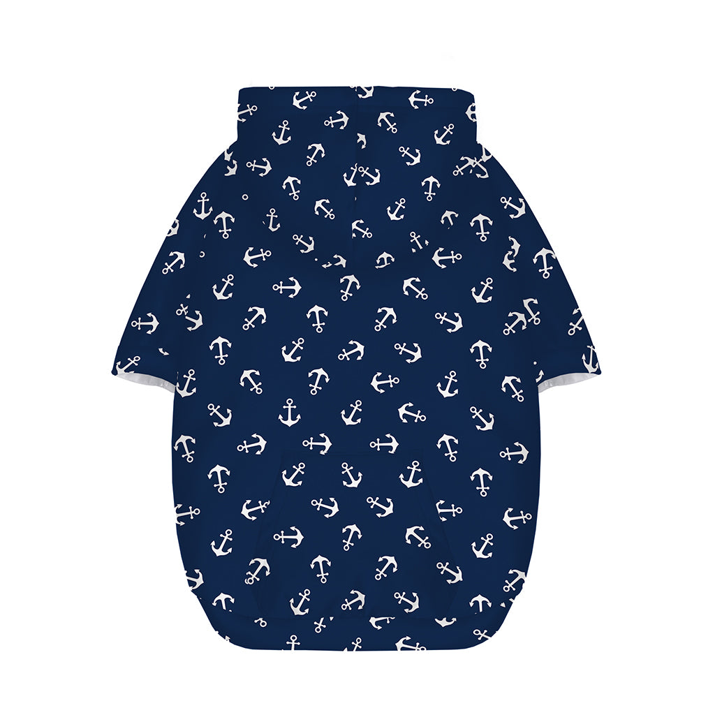 Blue And White Anchor Pattern Print Dog Zip Up Hoodie