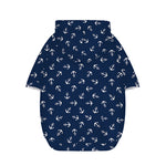 Blue And White Anchor Pattern Print Dog Zip Up Hoodie