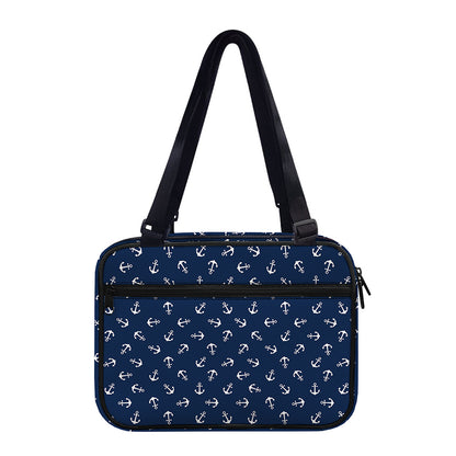 Blue And White Anchor Pattern Print Double Strap Bible Bag