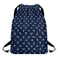 Blue And White Anchor Pattern Print Drawstring Backpack