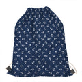 Blue And White Anchor Pattern Print Drawstring Bag