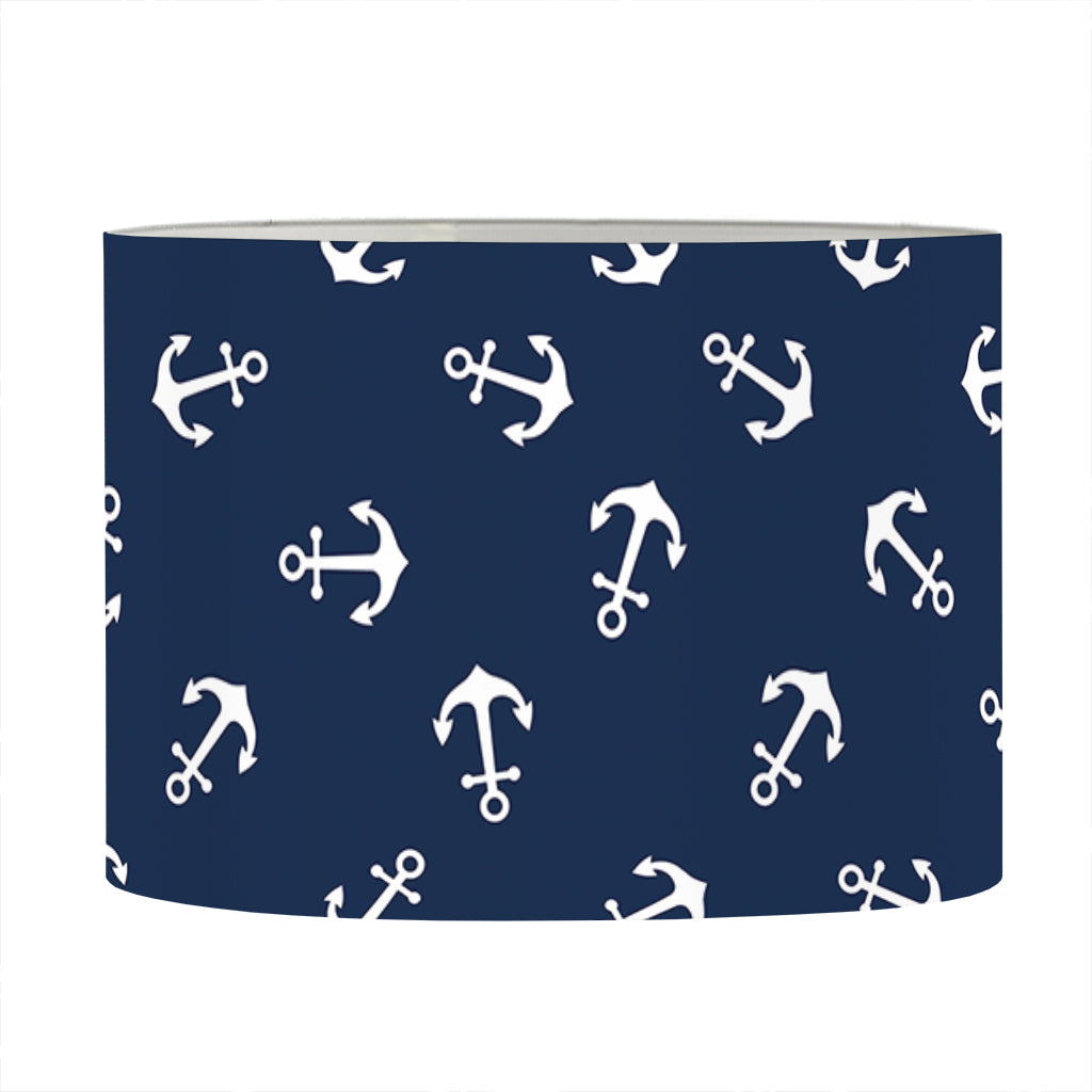 Blue And White Anchor Pattern Print Drum Lamp Shade