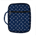 Blue And White Anchor Pattern Print Front Pocket Bible Bag