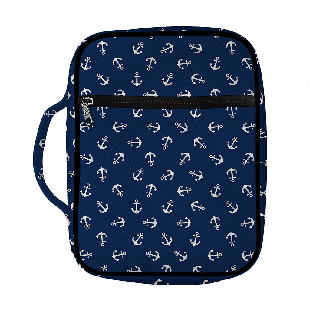 Blue And White Anchor Pattern Print Front Pocket Bible Bag