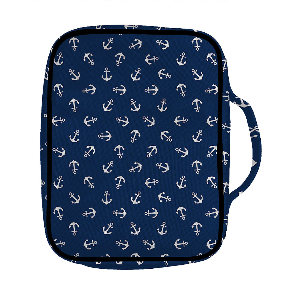 Blue And White Anchor Pattern Print Front Pocket Bible Bag