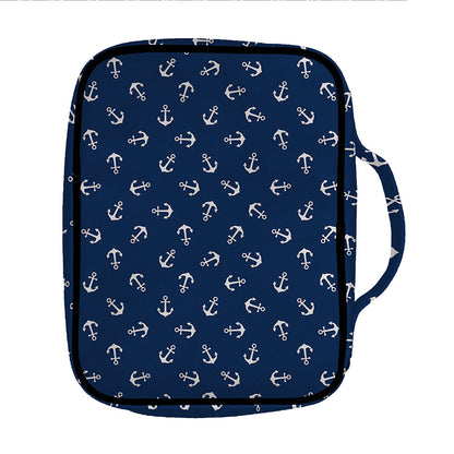 Blue And White Anchor Pattern Print Front Pocket Bible Bag