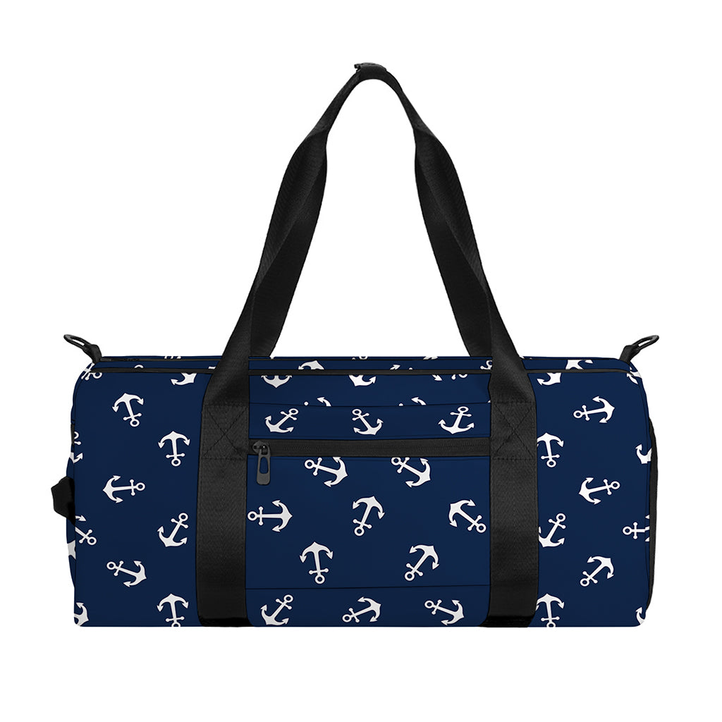 Blue And White Anchor Pattern Print Gym Bag