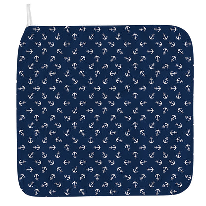Blue And White Anchor Pattern Print Hand Towel