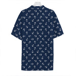 Blue And White Anchor Pattern Print Hawaiian Shirt