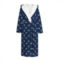 Blue And White Anchor Pattern Print Hooded Bathrobe