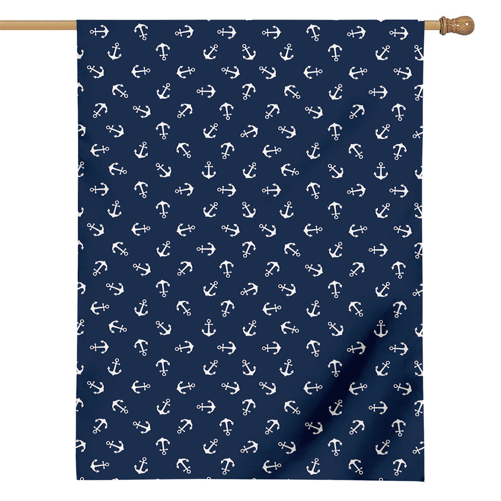Blue And White Anchor Pattern Print House Flag